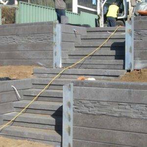 Concrete sleeper retaining wall blackwood steps